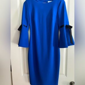 Calvin Klein blue bell sleeve dress